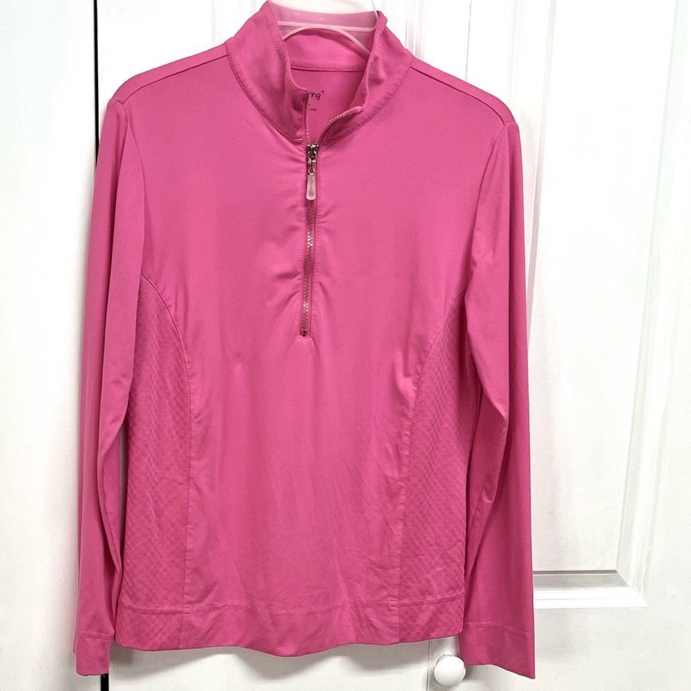 Swing Pink 1/4 Zip Long Sleeve Golf Top Size M